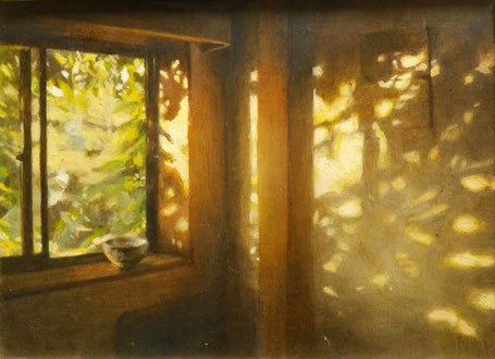 千葉へ戻った際に描いた油絵「room ~ earlymorning ~ 」2011年
